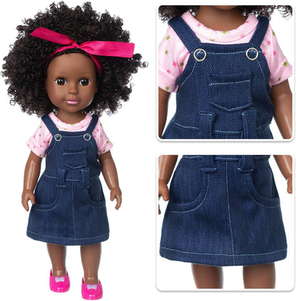 Ecore Fun Muñeca negra de 14.5 pulgadas, juego de ropa y muñeca afr...