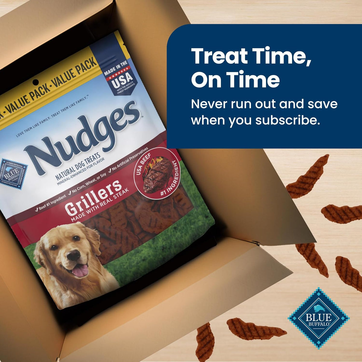 Blue Buffalo Nudges Grillers - Golosinas naturales para perros con...