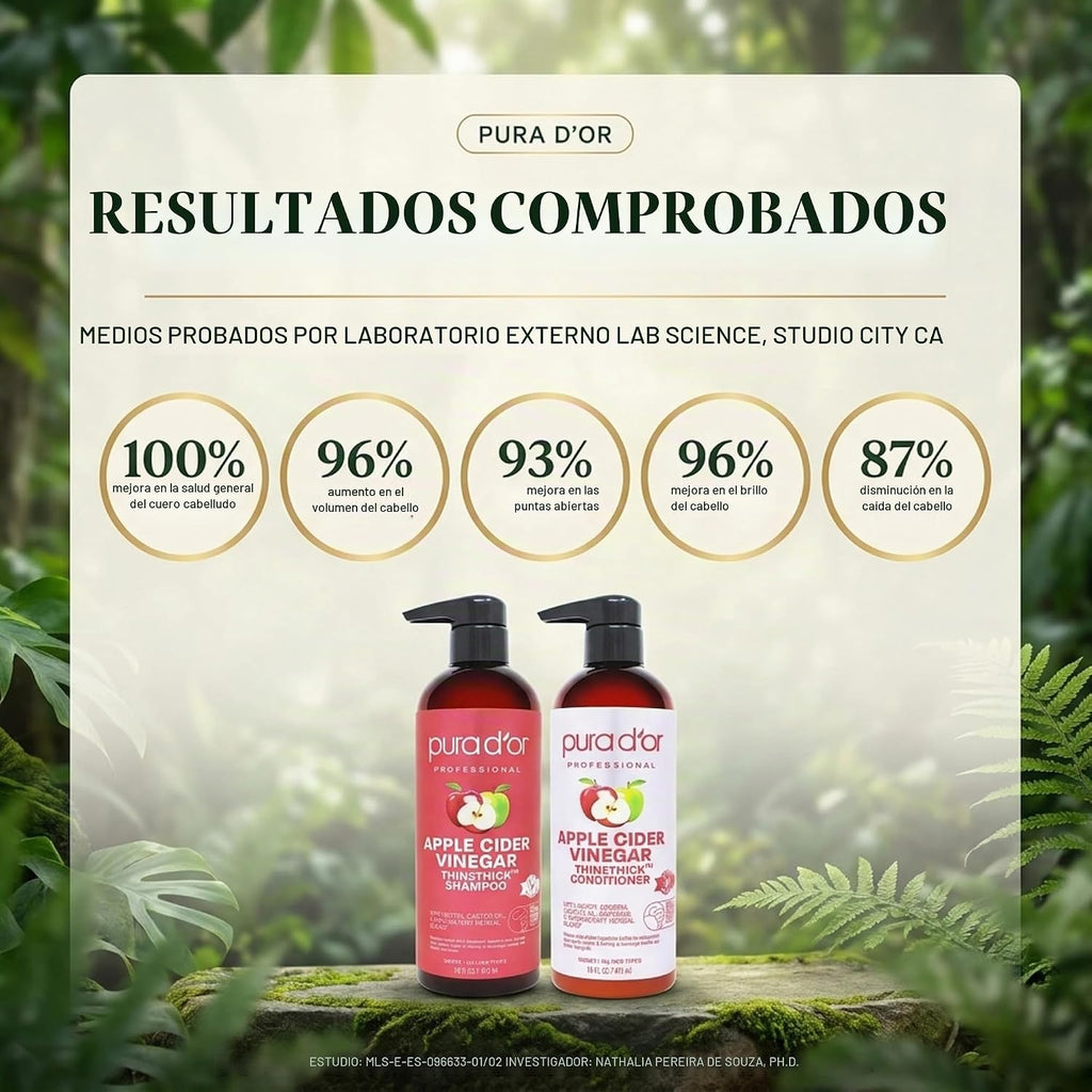 PURA D'OR Set de champú y acondicionador de vinagre de manzana...