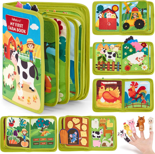 hahaland Libro de actividades para niños pequeños de 1 a 3 años, tablero de actividades Montessori Toys para niños de 1, 2, 3, 4 años, regalo de cumpleaños, libro de actividades silencioso 20 en 1 con