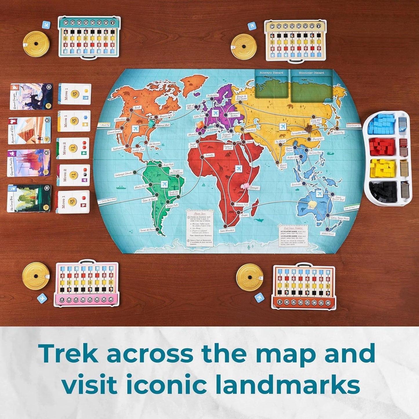 Underdog Games Trekking the World 2ª edición - Juegos de mesa galardonados para niños y adultos a partir de 12 años - Viaje de estrategia fácil de aprender para trotamundos, perfecto para noches de juegos familiares y diversión educativa