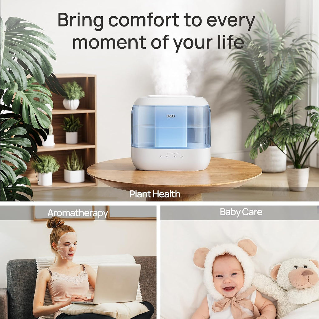 DREO Humidificadores de 4L para dormitorio, tiempo de ejecución de...
