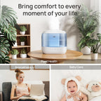 DREO Humidificadores de 4L para dormitorio, tiempo de ejecución de...