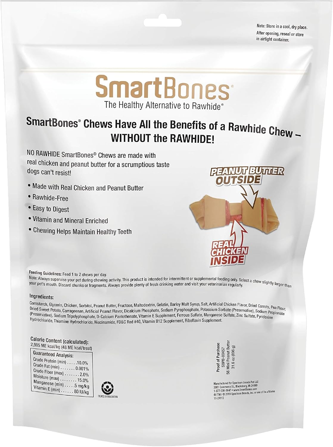 SmartBones Mini huesos con mantequilla de maní real, 56 unidades, m...