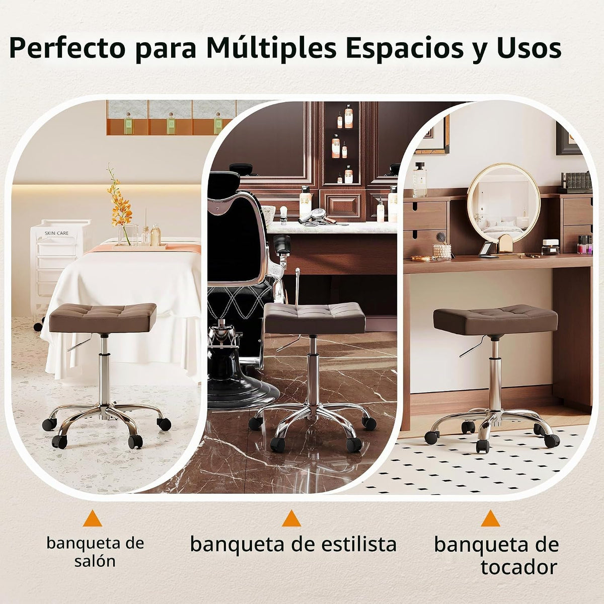 Taburete para estilista con ruedas, taburete ergonómico con asiento...