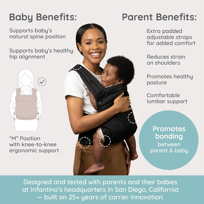 Infantino Honey Blossom - Portabebés ergonómico para bebés a niños...