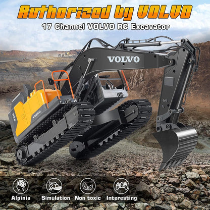 Double E Volvo - Excavadora de control remoto a escala 1:16, juguet...