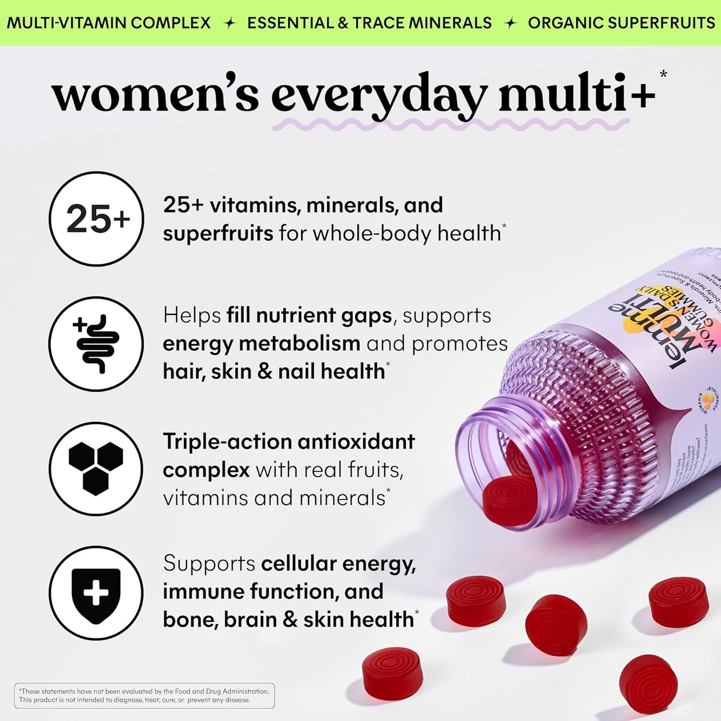 Lemme Gomitas multivitamínicas para mujer, apoyo nutricional diario...