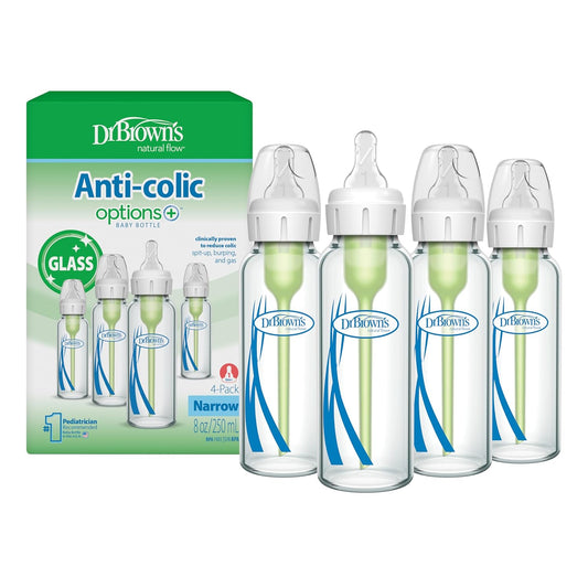 Dr. Brown's Anti-Colic Options+ - Biberón de vidrio estrecho co...
