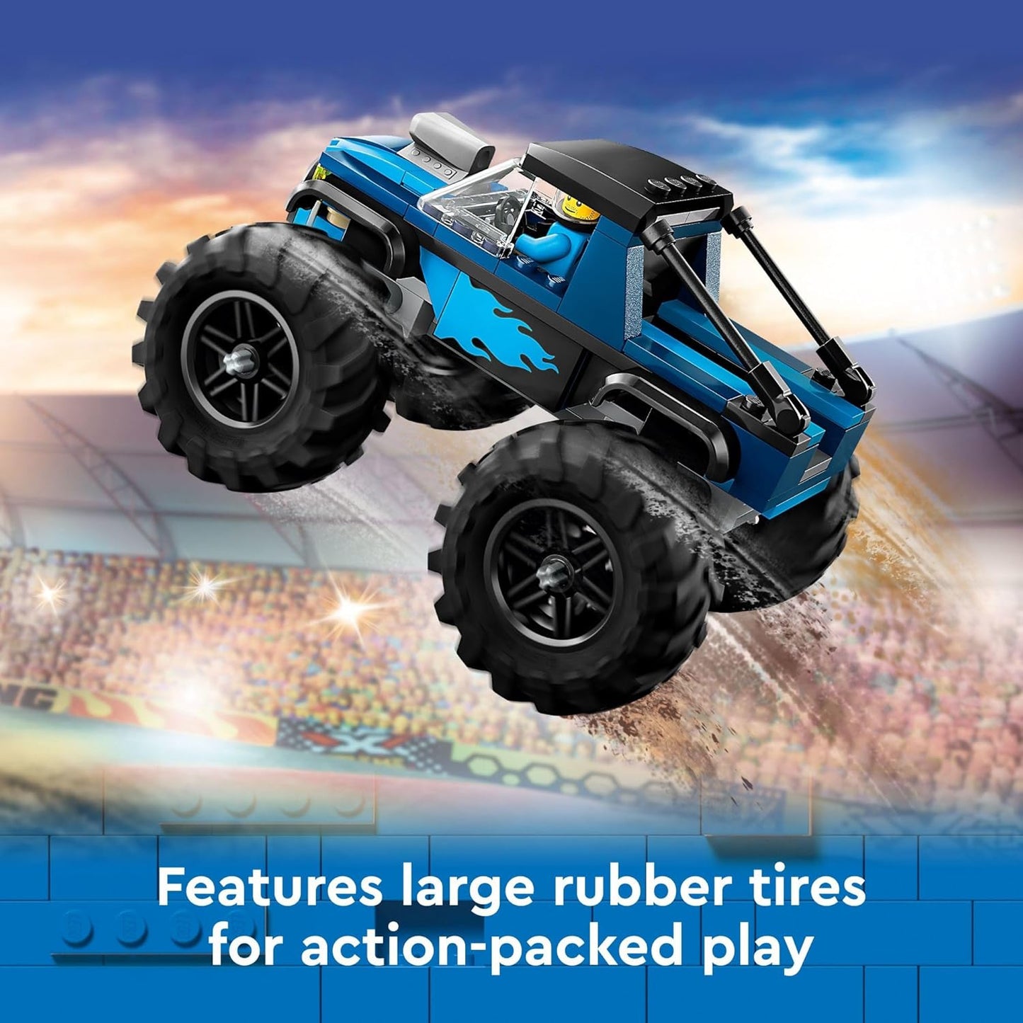 LEGO City Camión Monstruo Azul Fuera de Carretera Juego de Construcción con Minifigura de Conductor, Juguetes Imaginativos para Niños, Regalo Divertido para Niños y Niñas de 5 Años en Adelante, Mini