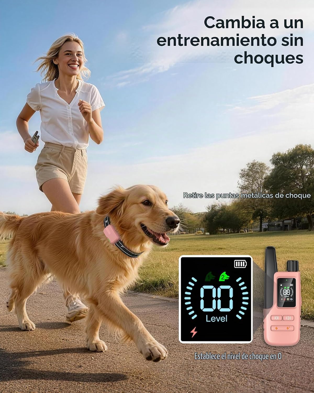 Collar de choque para perro, collar de entrenamiento para perros de...