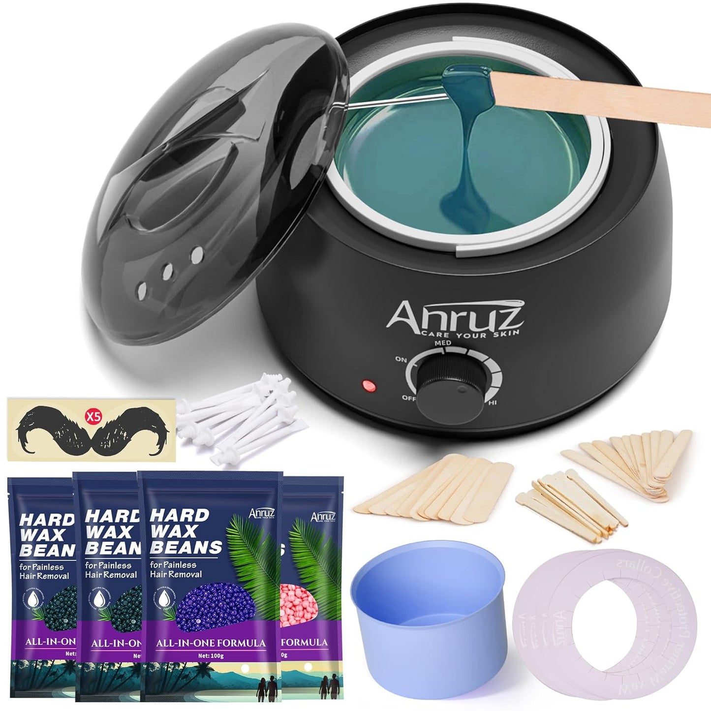 Kit de cera Anruz para mujeres y hombres - Kit de cera para depilac...