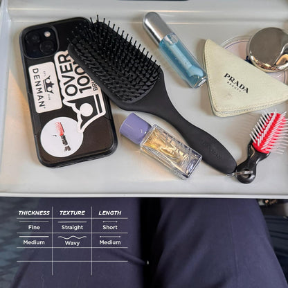 Denman Mini cepillo de pelo con cojín de paleta para secar con soplado, desenredar y viajar sobre la marcha, estilo cómodo, alisado y alisado, para mujeres y hombres, D84