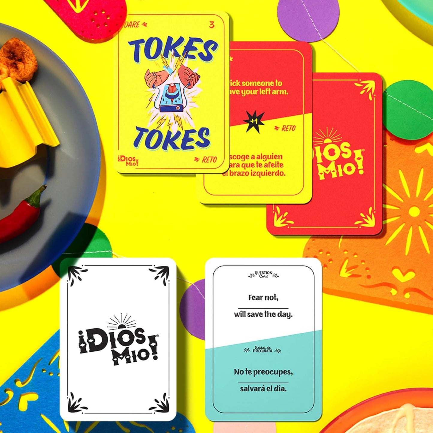 Dios Mio! Juego de fiesta latina - 275 cartas en inglés y español para latinos, mayores de 17 años y 2+ jugadores | 275 cartas en inglés para latinos, mayores de 17 años y 2+ jugadores