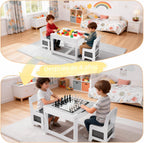 Pterying Juego de mesa y silla de madera para niños, escritorio de...