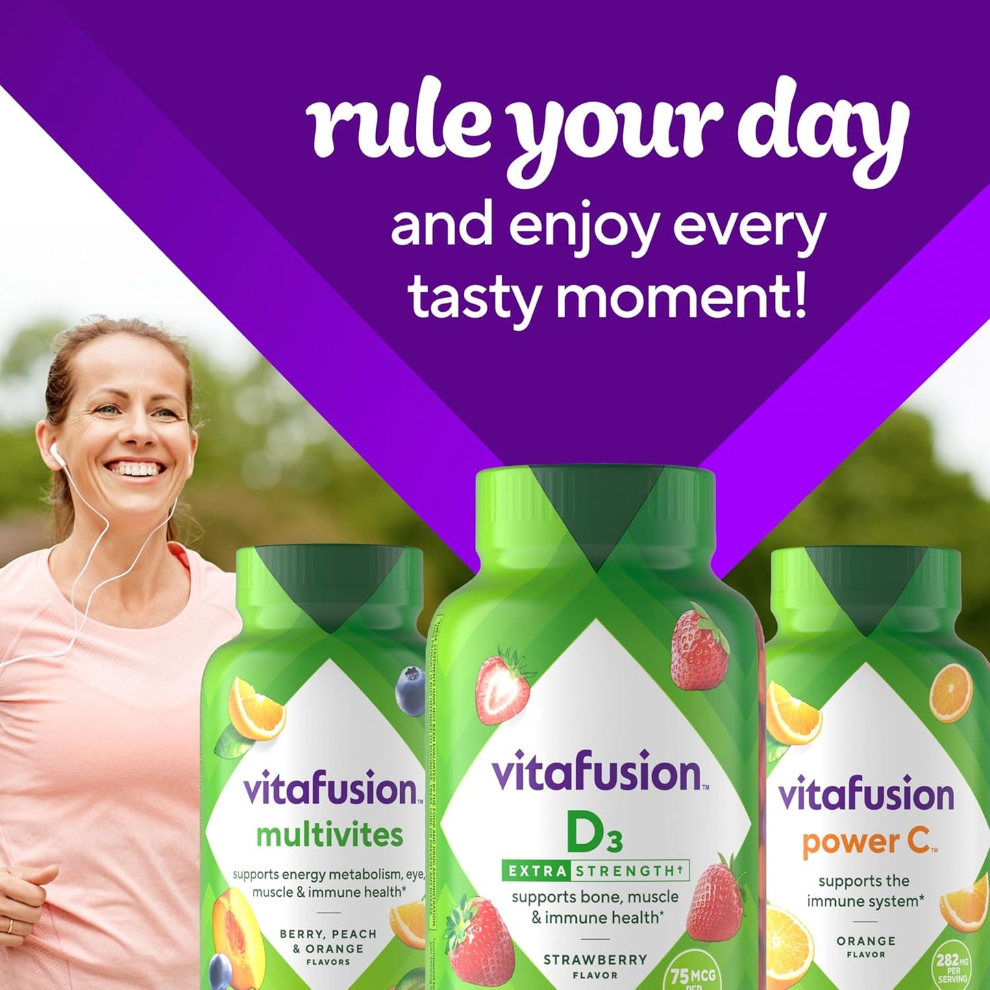 Vitafusion Vitamina D3 de Fuerza Extra en Gomita, Sabor a Fresa par...