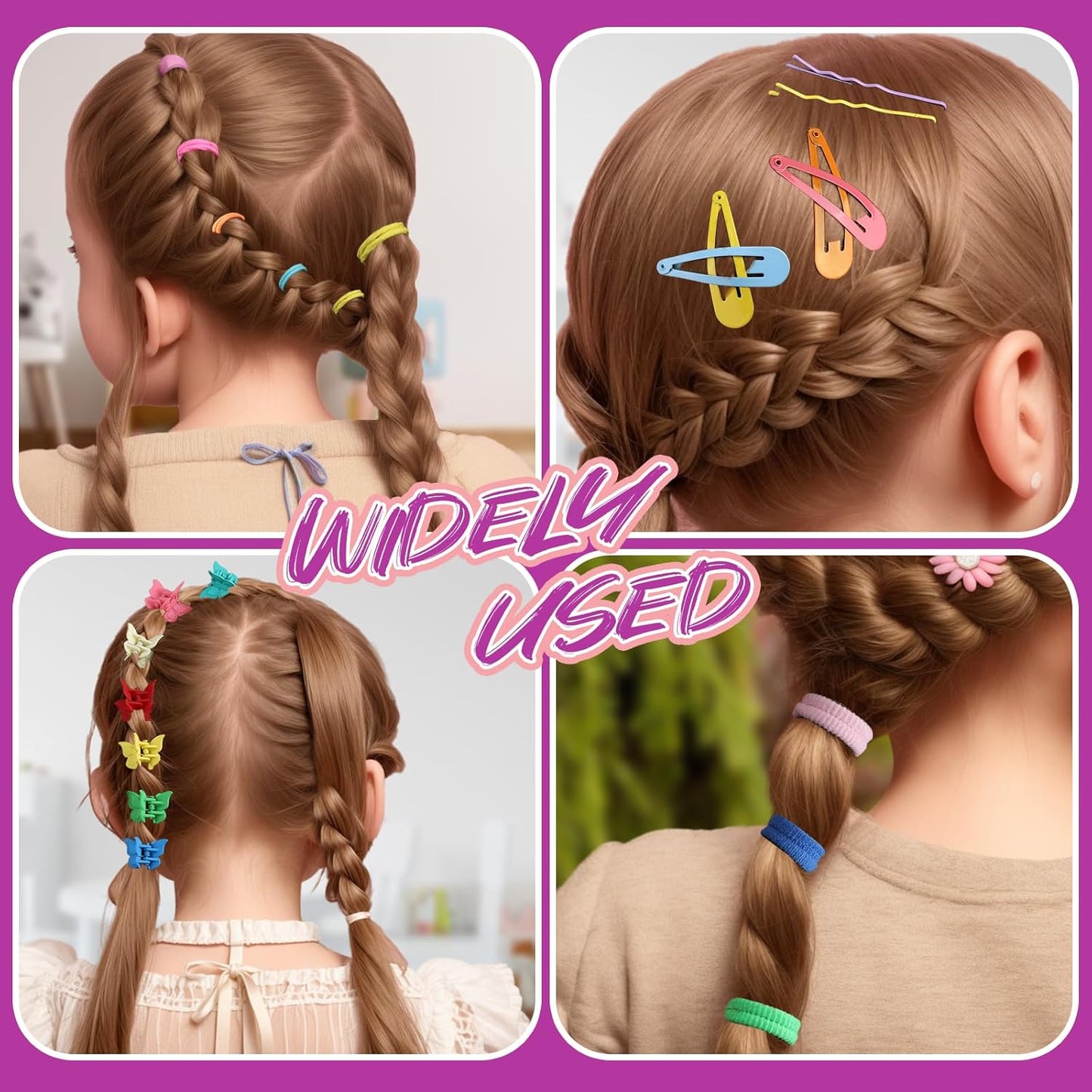 Teenitor Lazos elásticos para el cabello, accesorios para el cabello para niñas, coloridas bandas elásticas para el cabello para bebé, bandas de goma para el cabello con pinzas para el cabello