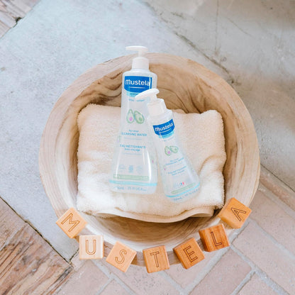 Mustela Agua limpiadora para bebés, agua micelar sin enjuague, con...