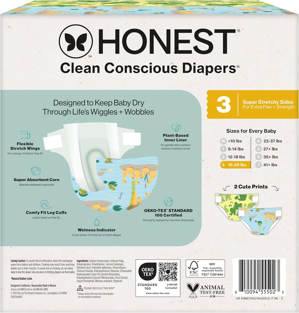 The Honest Company Pañales, hipoalergénicos, UR Ribbiting, talla 3,...