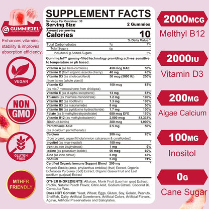 Paquete de 2) Gomitas de multivitaminas metiladas sin azúcar para m...