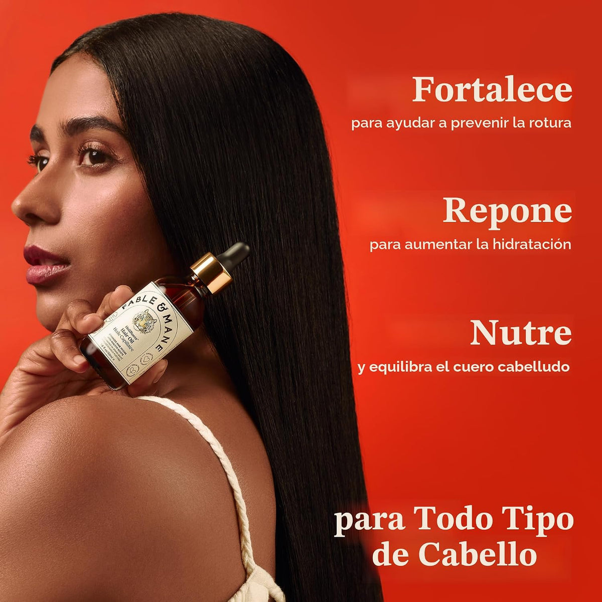 Aceite para el cabello Fable &amp; Mane - Suero fortalecedor HoliRo...
