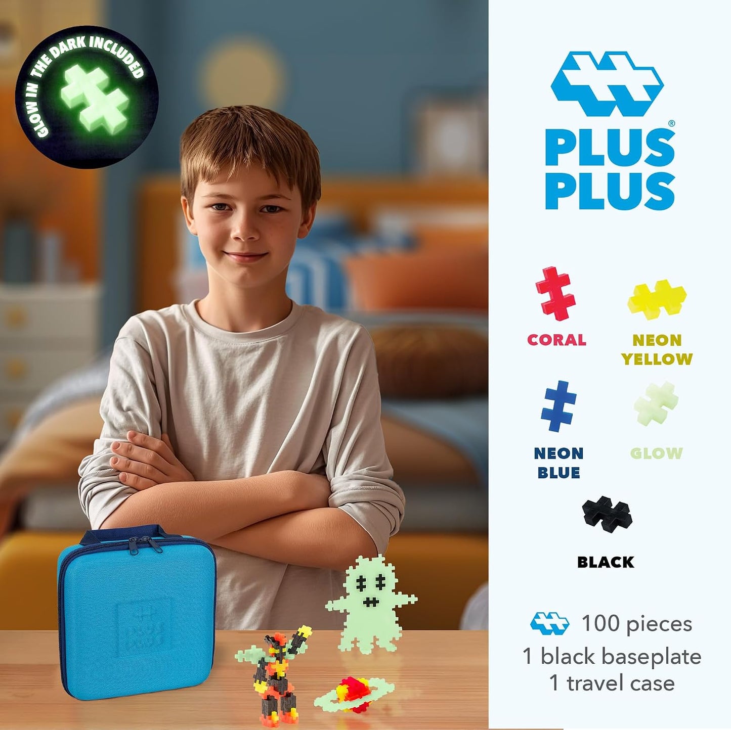 PLUS PLUS Juego de construcción con estuche de viaje, juguete STEM...