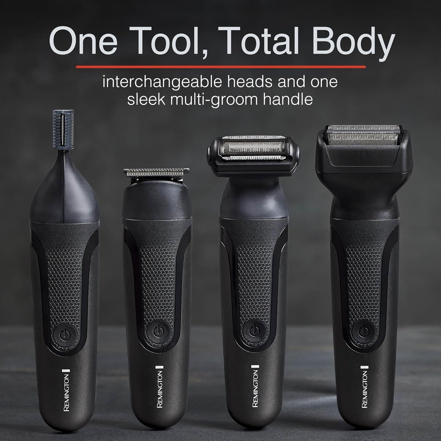 Remington ONE Shave & Groom - Maquinilla de afeitar eléctrica multiherramienta para hombres, afeitadora de aluminio con 4 accesorios de tamaño completo y 5 peines ajustables para barba, cara y cuerpo