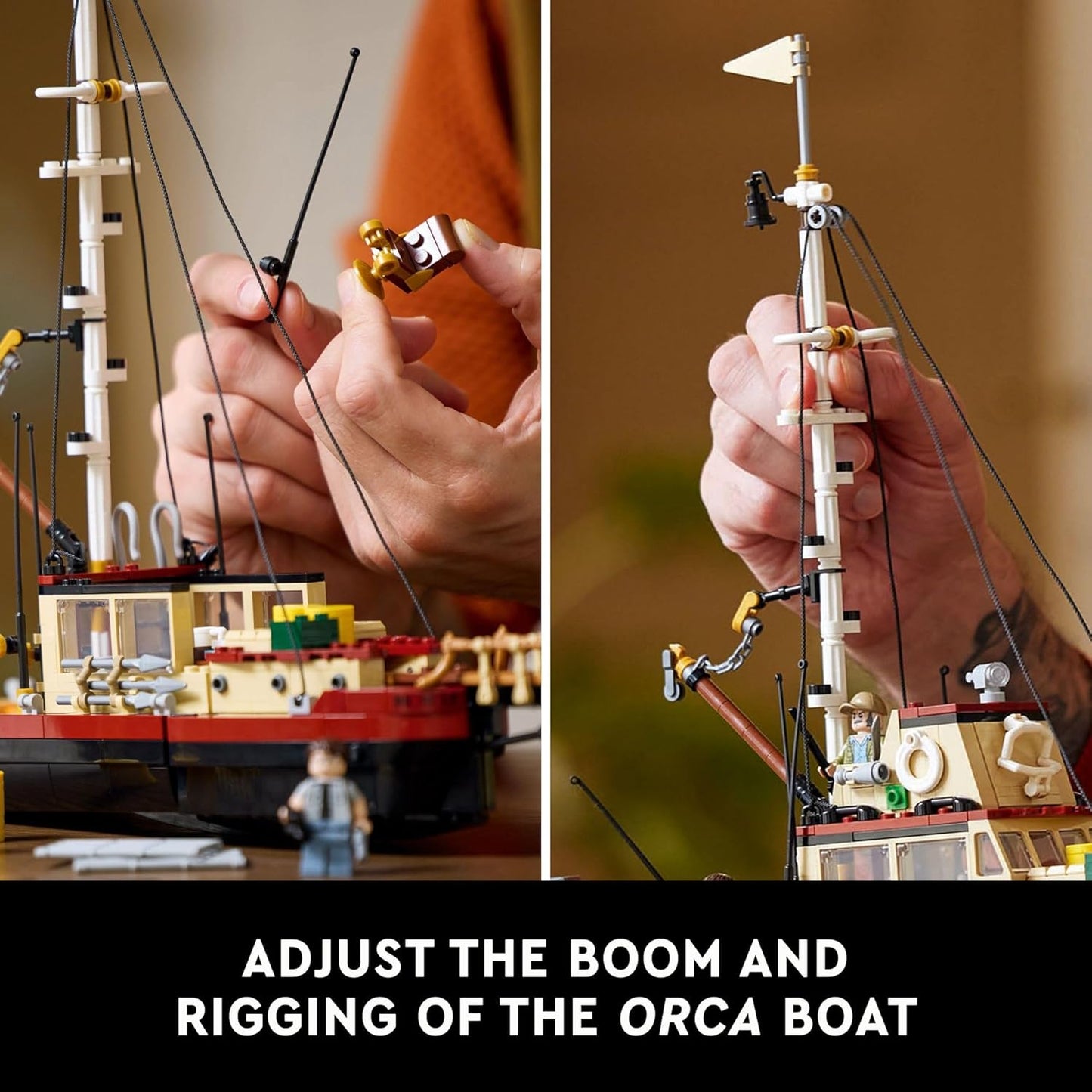 LEGO Ideas Jaws Set – Kit de diorama para fanáticos de la película clásica – Juguete de tiburón – Regalo de recuerdos de película para adultos – Incluye barco Orca y las minifiguras de Chief Brody