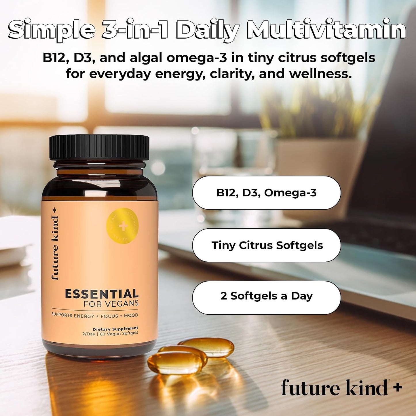 Future Kind Multivitamínico diario 3 en 1 \u2013 para energía, clar...
