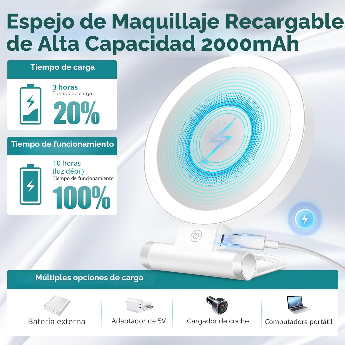 B Beauty Planet Espejo de aumento con luz 30X, espejo de maquillaje...