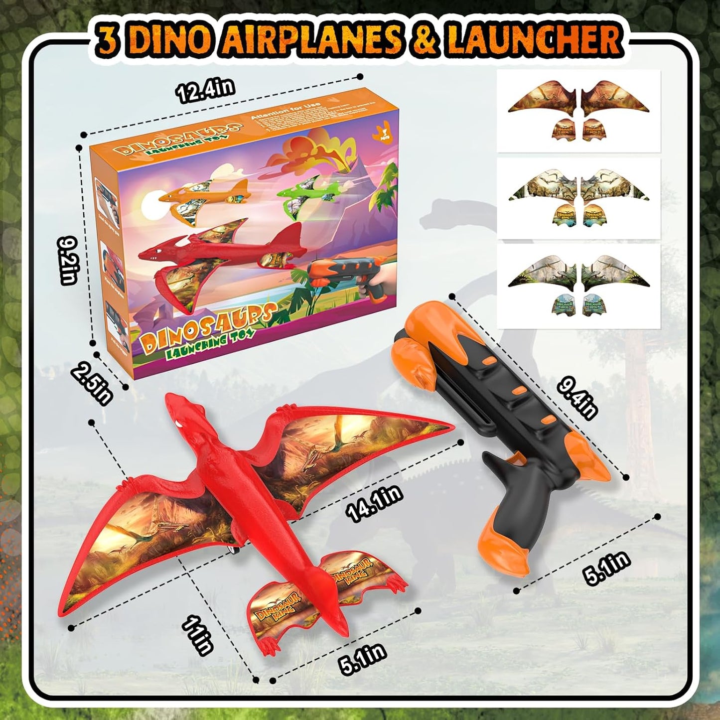 Aiencsai Paquete de 3 juguetes de lanzamiento de aviones de dinosau...