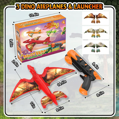 Aiencsai Paquete de 3 juguetes de lanzamiento de aviones de dinosau...