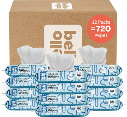 Hello Bello Toallitas extra suaves sin perfume para bebés, a base de plantas, hechas con 99% de agua y aloe para bebés y niños, 720 unidades