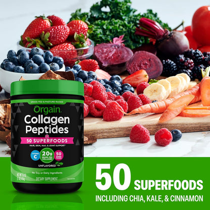 Orgain - Polvo de colágeno hidrolizado + 50 superalimentos orgánico...