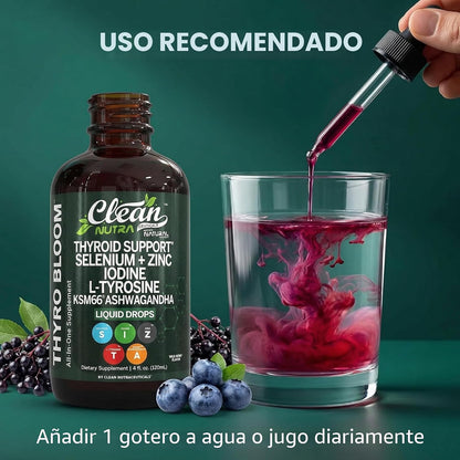 Gotas de apoyo para la tiroides Clean Nutra selenio zinc yodo L tir...