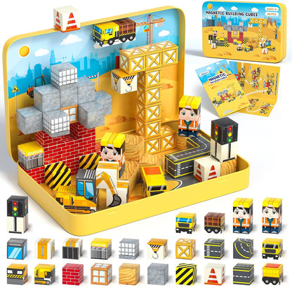 Axirata Juego de 60 mini bloques magnéticos de viaje para niños, mi...