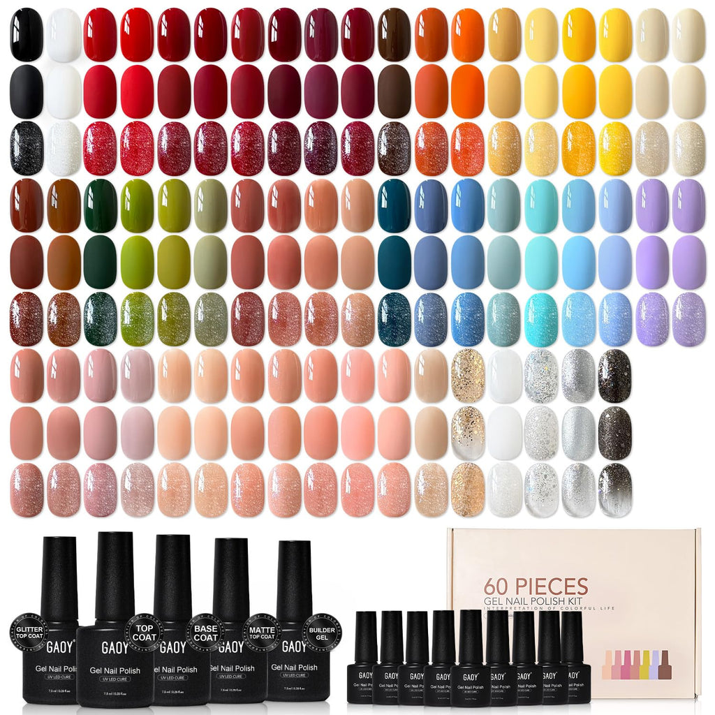 GAOY Juego de 60 esmaltes de uñas de gel, 55 colores para todas las...