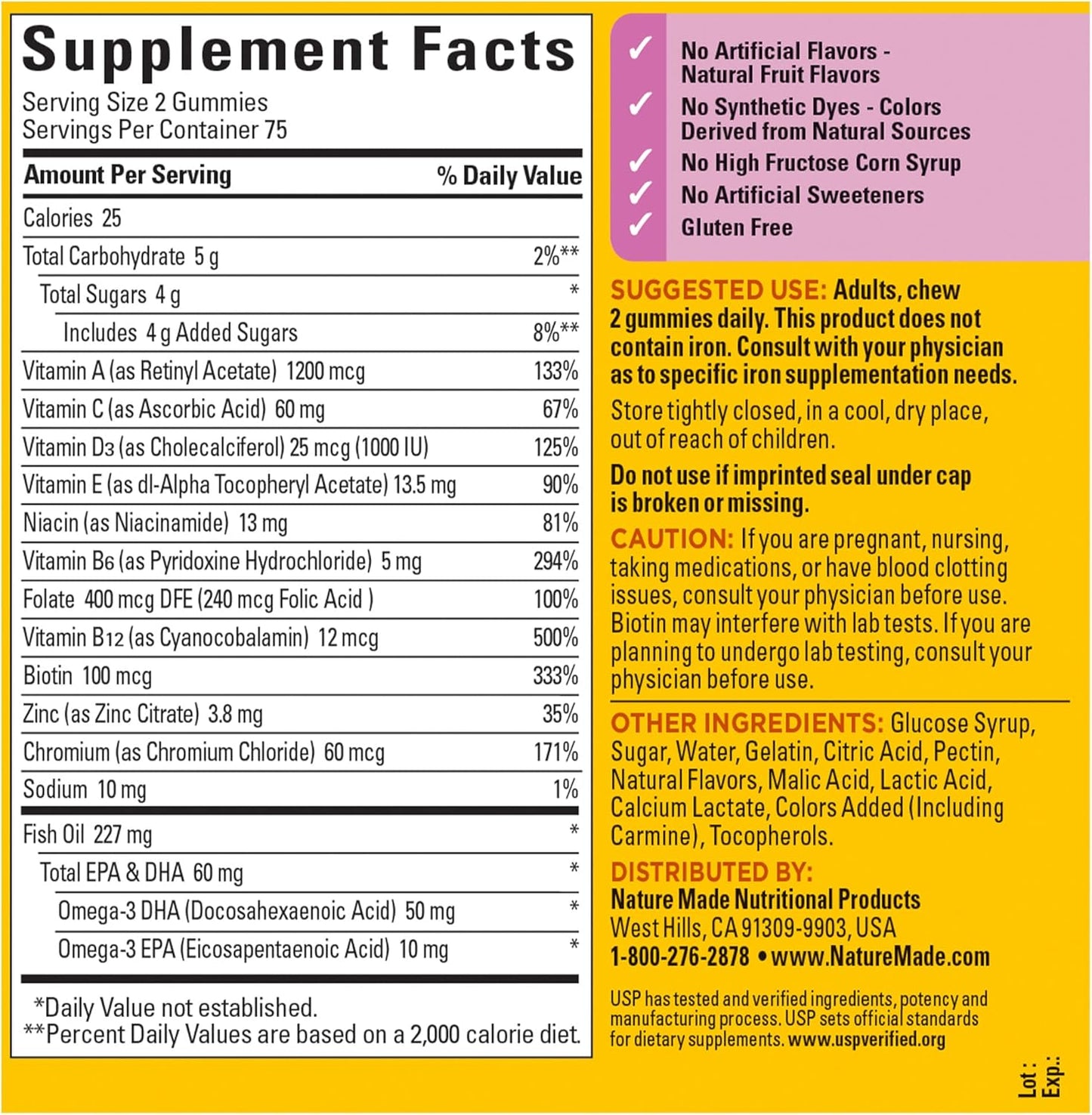Nature Made Multivitaminas en gomitas para mujer con omega-3, multi...