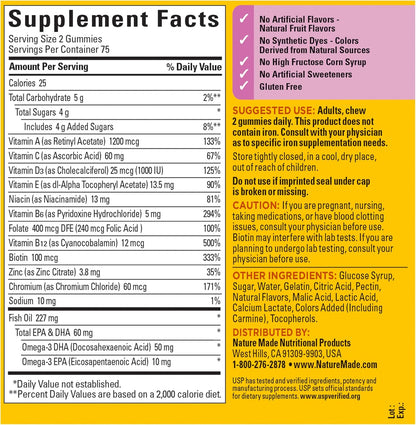Nature Made Multivitaminas en gomitas para mujer con omega-3, multi...