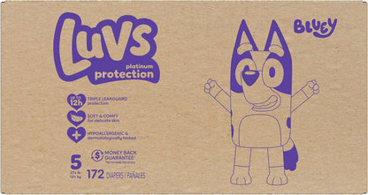 Luvs Pañales - Tamaño 5, 172 unidades, Bluey Platinum Protection Ba...