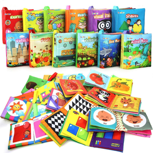 My First Soft Book, teytoy - Tela no tóxica para bebé, libros suaves arrugados para bebés, niños y niñas, juguetes educativos tempranos (paquete de 12)