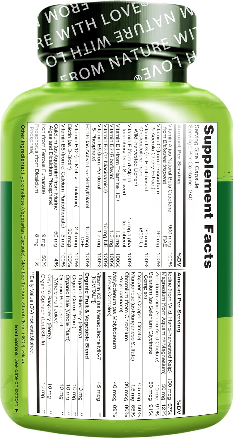 NATURELO One Daily Multivitamínico para mujeres con vitamina B12, 2...
