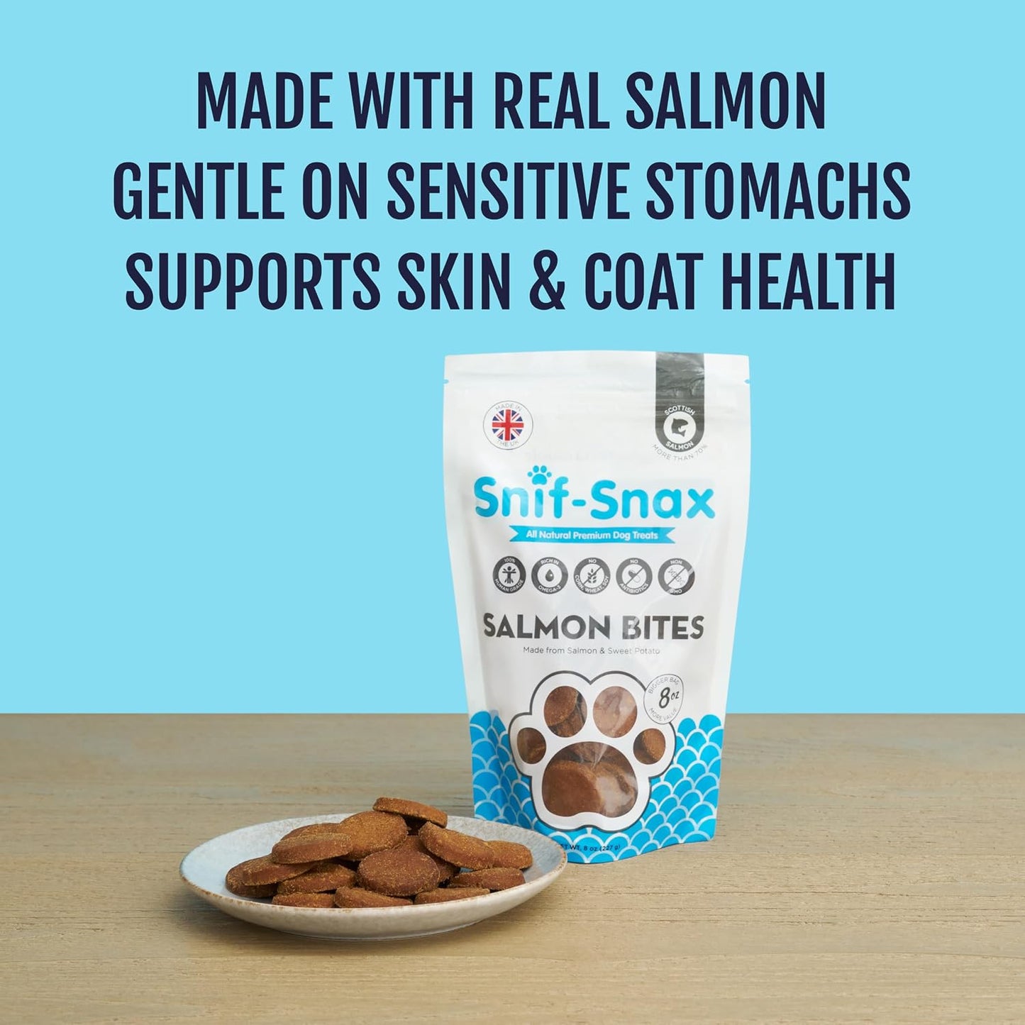 Snif-Snax Salmon Bites - Golosinas para perros (8 onzas), golosinas...