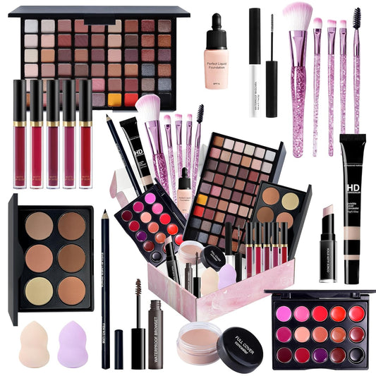 Kit completo de maquillaje para niñas, adolescentes, mujeres, kit de maquillaje para adolescentes, juegos de maquillaje para principiantes, juego de regalo de maquillaje de Navidad, kits de maquillaje
