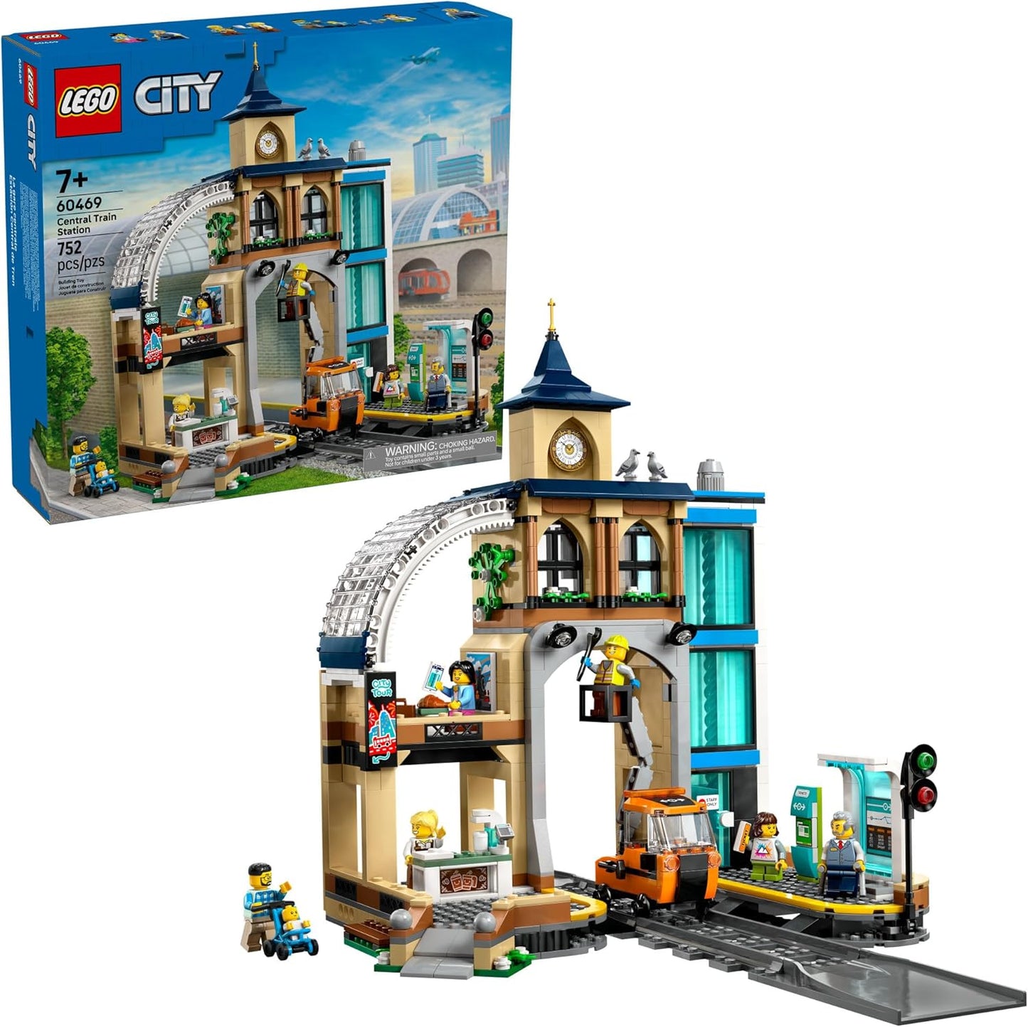 LEGO City Central Train Station - Juguete de construcción de varios niveles para niños y niñas, a partir de 7 años, bloques de construcción para niños, idea de regalo para cumpleaños, 60469