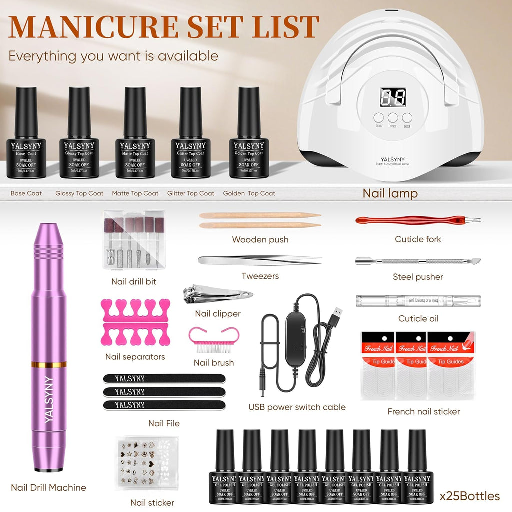 Kit de esmalte de uñas de gel YALSYNY, con secador de uñas LED UV,...