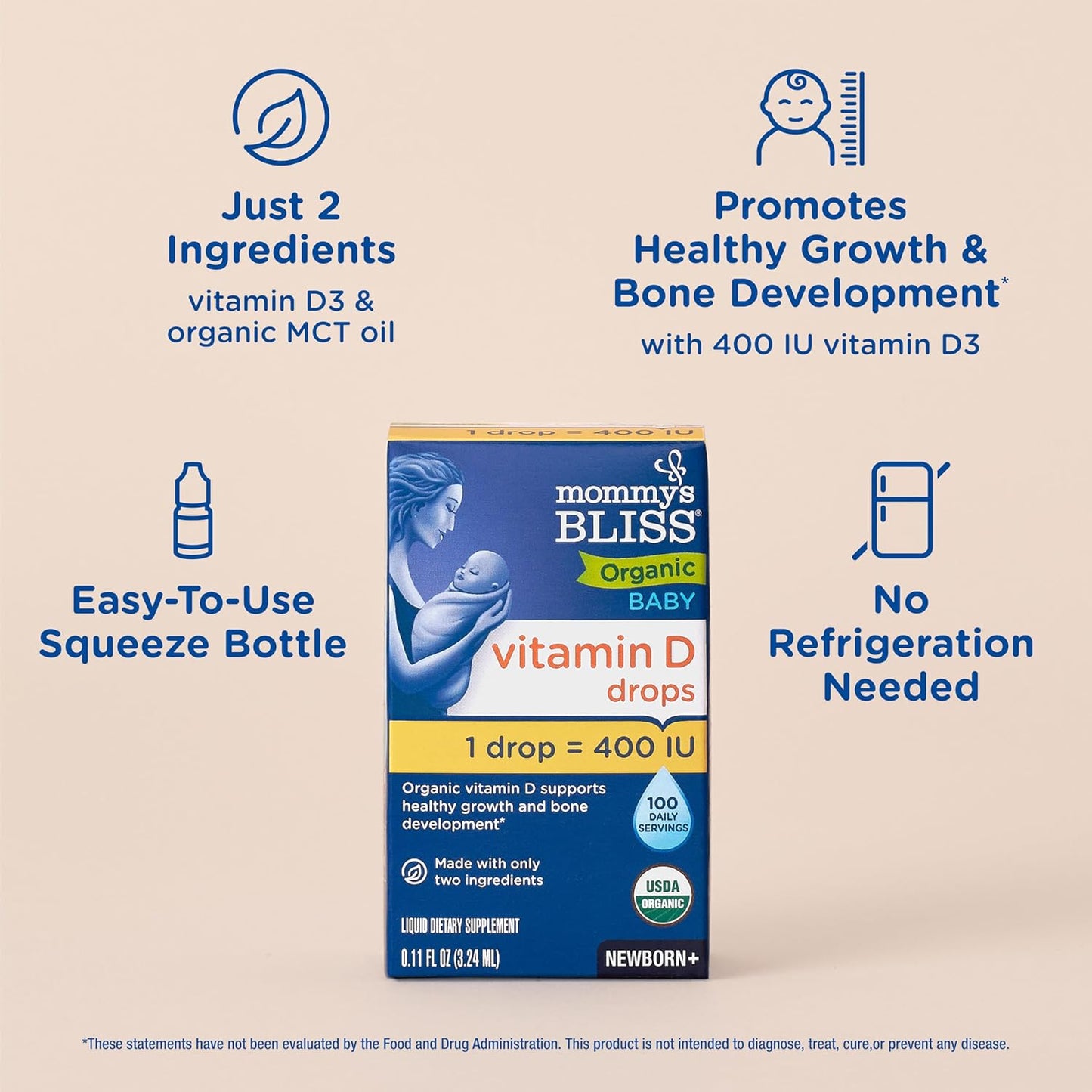 Mommy's Bliss Gotas orgánicas de vitamina D para bebés | Las go...
