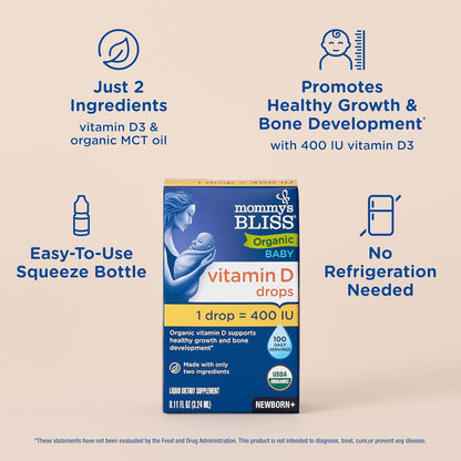 Mommy's Bliss Gotas orgánicas de vitamina D para bebés | Las go...