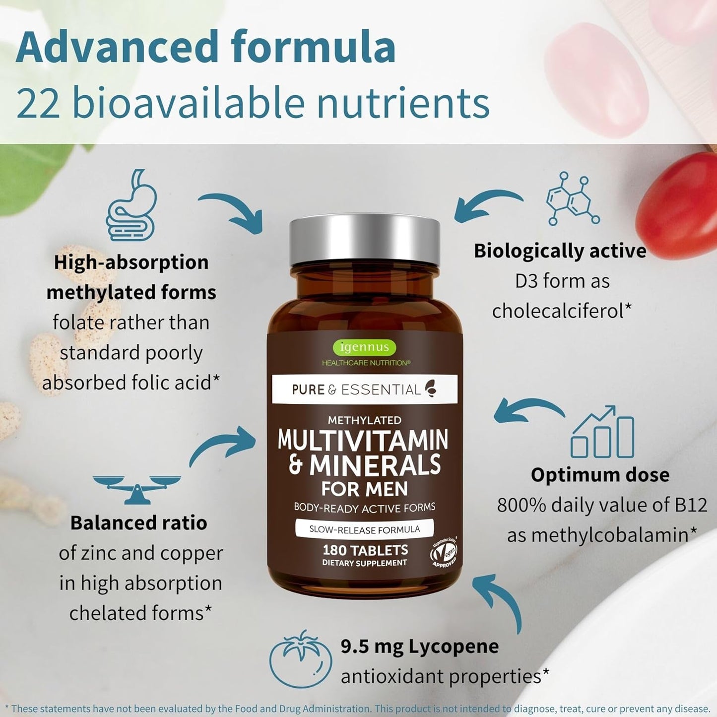 Igennus Multivitamínico Metilado para Hombres con 22 Activos, Entre...