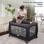 Pamo Babe Pack and Play 4 en 1 - Corral para bebés con moisés y cam...